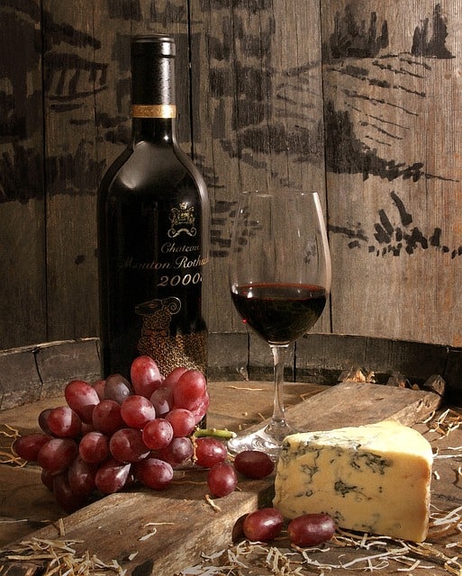 wine, dinner, table, cheese